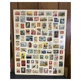 International Postage Stamp Poster Mounted on