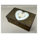 Vintage Jewelry Box Wood Wrapped in Metal