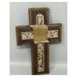 Ornate Lace Metal and Wood Cross Christian Bible