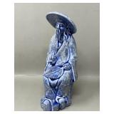 Vintage Rough Glazed Pottery Chinese Man Figurine