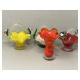 Small Art Glass Bud Vases, Basket Vases Some