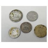 1915 British Six Pence Coin, 1932 Shilling, 1950s