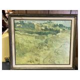 Midcentury Framed Van Gogh Wheat Fields Art Print
