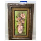 Vintage Framed Floral Oil on Canvas Painting Wall