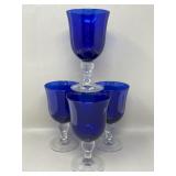 Cobalt Blue Water Goblet Glasses Drinking Stemmed