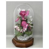 Vintage K-Mart Fake Floral Terrarium Glass Dome