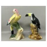 Vintage Ceramic Bird Figurines Parrot Tucan