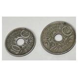 1917 French 25 Centimes 1919 10 Centimes Coins