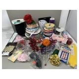Collection of Crafting Ribbon, Flowers, Picks,