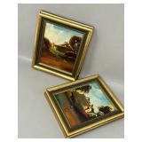 Pair of Small Original Painting on Board Framed