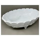 Vintage Indiana Glass Slag Milkglass Oval Footed