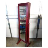 Freestanding jewelry box with mirror door & key