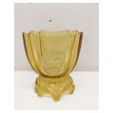 Amber Diamond Point Loop pressed glass spooner