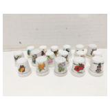 Collection of 17 porcelain thimbles