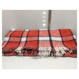 Full size plaid wool blanket, red