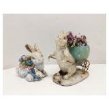 Lot of 2 Easter bunny figures