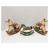 Lot of 3 Christmas rocking horses