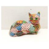 Patchwork Crazy Quilt Cat Figurine Doorstop
