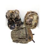 Group of 3 camo backpacks