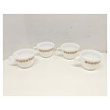 Set of 4 Pyrex Corning Butterfly Gold coffee cups