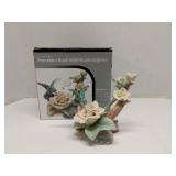 Porcelain Rose with Hummingbird figure