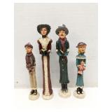 Set 4 Old World Pencil Figurines Carolers