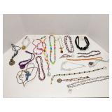 Group of fashion jewelry - mostly necklaces
