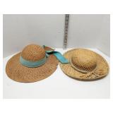 Lot of 2 women's straw sun hats