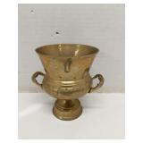 Vintage small heavy urn style brass vase- planter