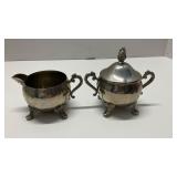 Vtg Silver Plate Creamer & Sugar Bowl Set