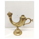 Vintage Etched Brass Genie Oil Lamp