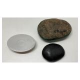 2 Hand Painted Rocks 1 Carved Soap