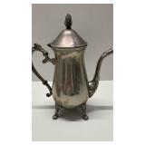 Vtg Silver Plated Footed Teapot Ornate Detailing