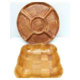 MCM Weavewood serving bowl & divided tray