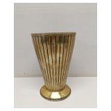 9' Heavy ribbed brass vase