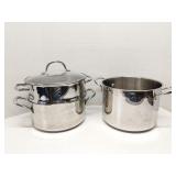 Wolfgang Puck stainless 5 & 8 qt pots w/ double