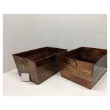 2 Harry & David Rubbed Bronze 11.25' Box Metal