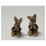2 Hand Crafted Seashell Art Rabbit Figurines