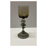 Angel Cupid Cherub Silver Color Metal Amber Glass