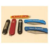 Lot of 6 pocket knives, 3 are Victorinox