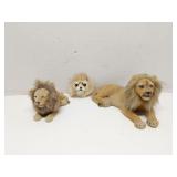 Lot of 3 Lions, felt covered w/ fur mane