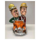 Vtg Chalkware Figure Statue Laurel & Hardy Driving