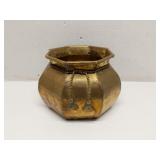 Vintage Solid Hammered Brass Planter/Vase 5'