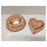 Lot of 2 copper tone aluminum cake molds