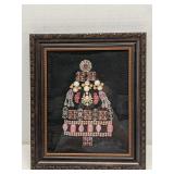 Framed jewelry tree made from old jewelry