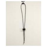 Leather & silvertone bolo tie