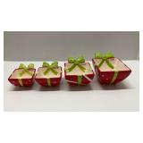 Vtg Ceramic Christmas Stackable Measuring Cups