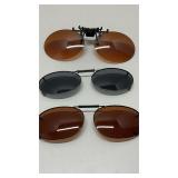 3 Pair Clip on Sun Shades for Eye Glasses