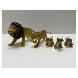 Vtg AAA Hard Rubber Lion Family 5 Figurines