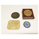 Air Force Challenge coin & 3 brass paper weights